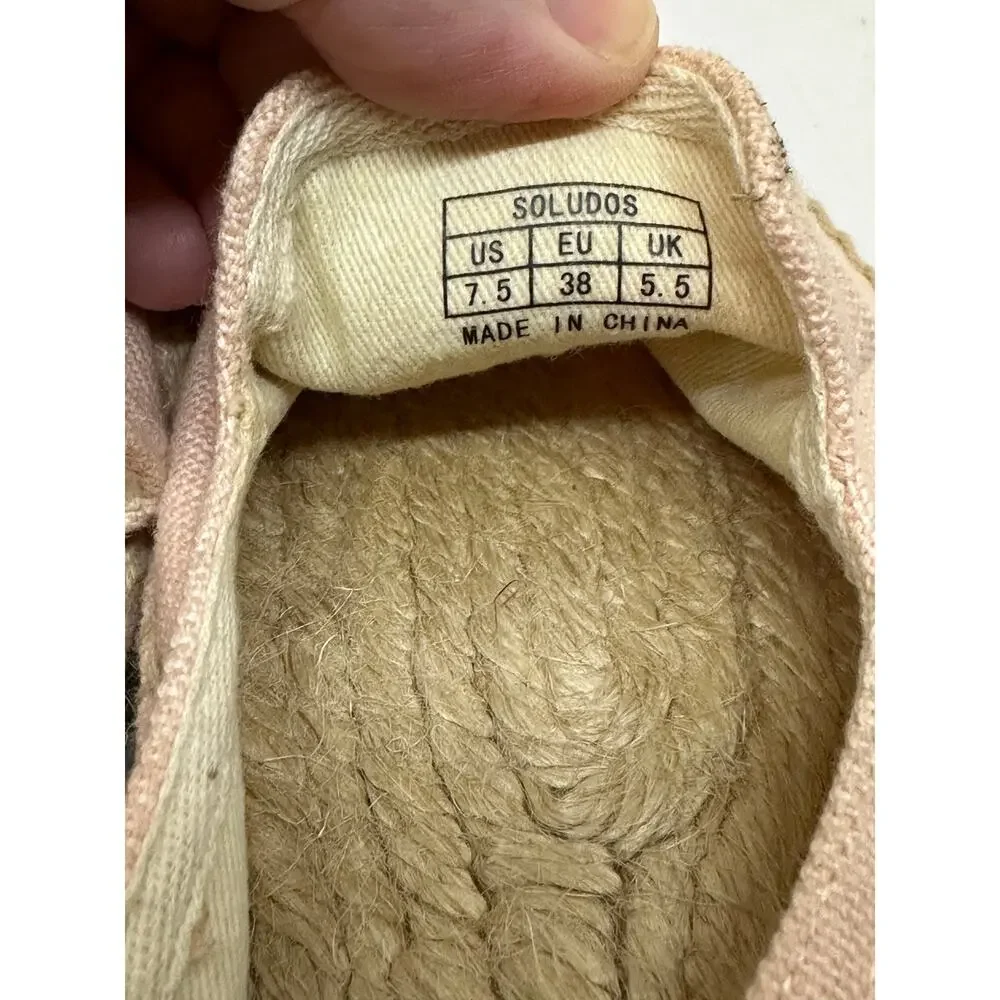 SOLUDOS Anthropologie Beach Day Embroidered Espadrilles Umbrella Chair Pink 7.5